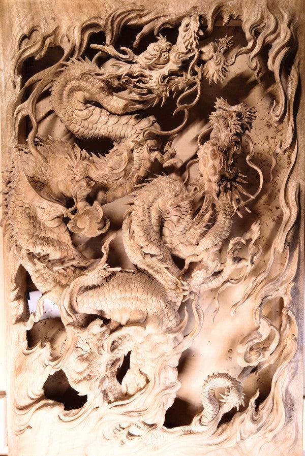 【比翼龍】彫刻パネル制作過程